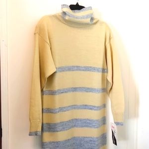 Vintage 80s Sunshine Starshine sweater dress beige with gray stripes. NWT! M